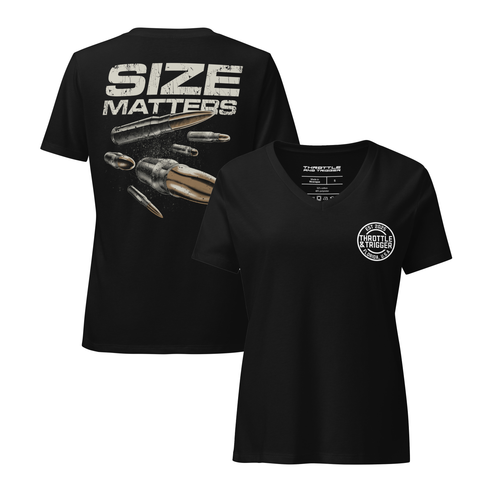 Size Matters Women’s relaxed v-neck t-shirt - Throttle And Trigger