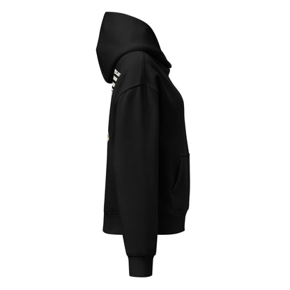 Black relaxed hoodie with hood and front pocket