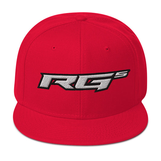 RG5 snapback hat, red with embroidered RG5 logo