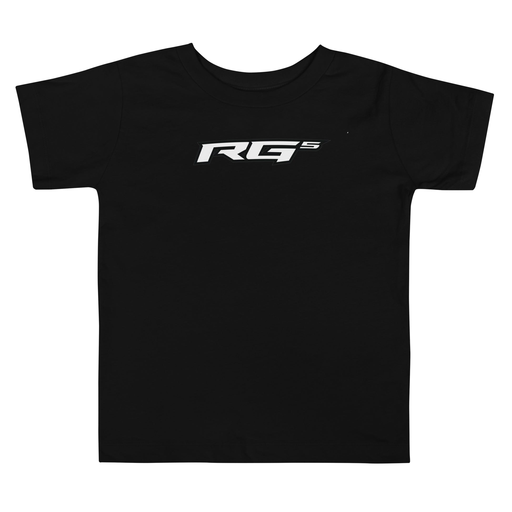 Black toddler T-shirt with RG5 logo graphic on front