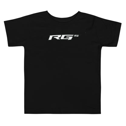 Black toddler T-shirt with RG5 logo graphic on front