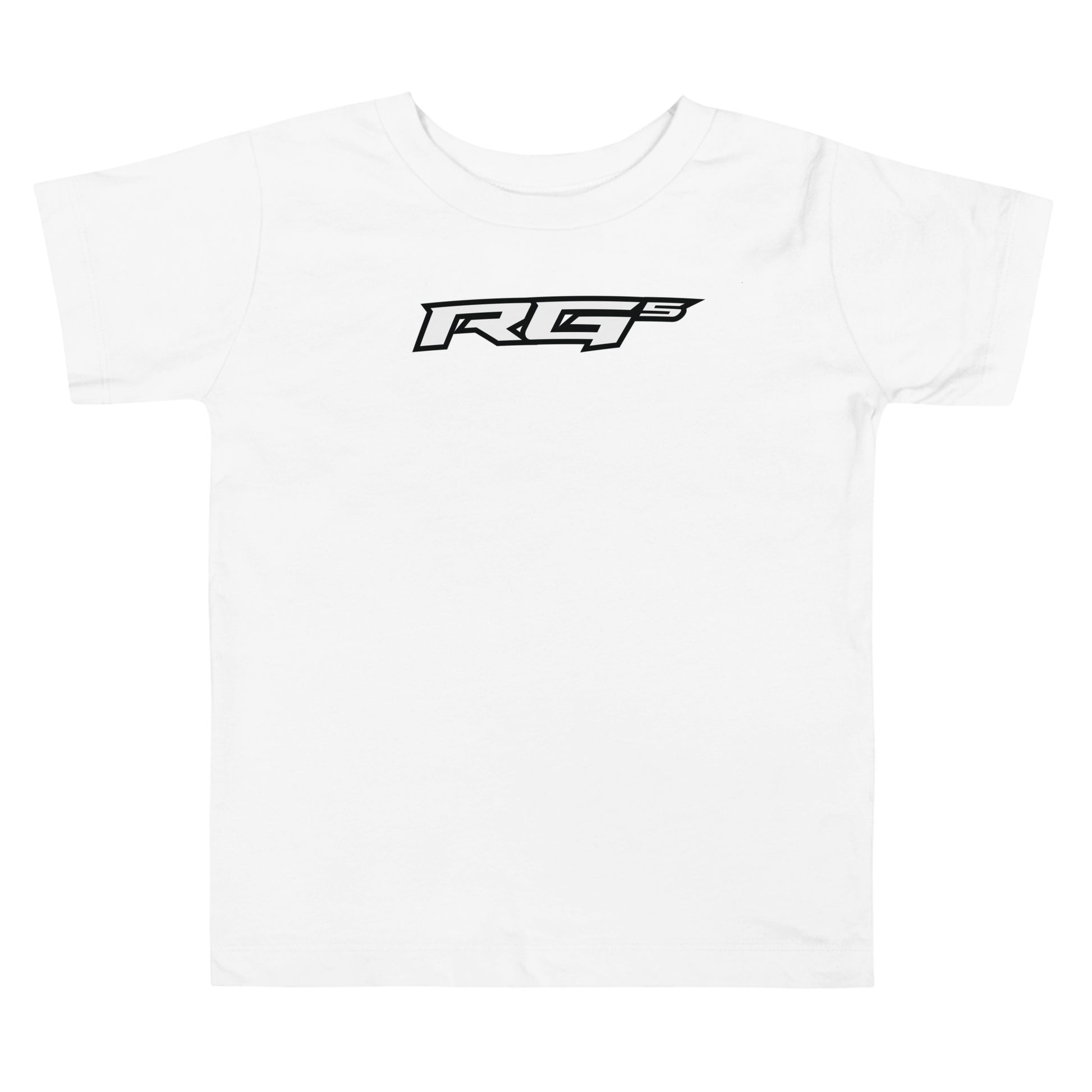 White toddler T-shirt with RG5 logo on front