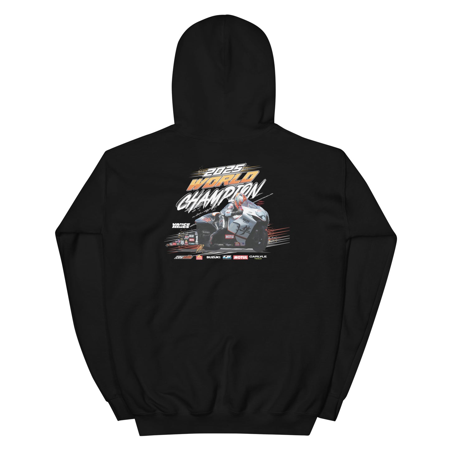 Black hooded sweatshirt with back graphic print and kangaroo pocket