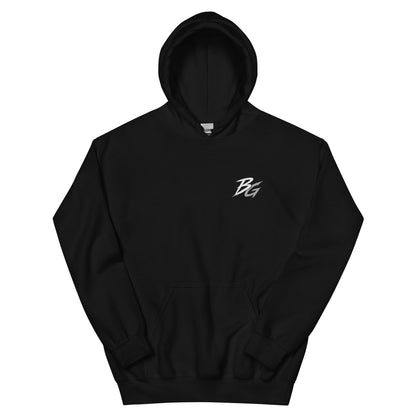 Unisex black hoodie with small BG logo on chest