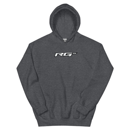 Dark heather gray hooded sweatshirt with front RG5 logo and kangaroo pocket