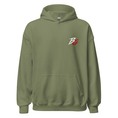 Military green unisex hoodie with small chest BG logo