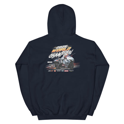 Navy hooded sweatshirt with back racing graphic print and kangaroo pocket