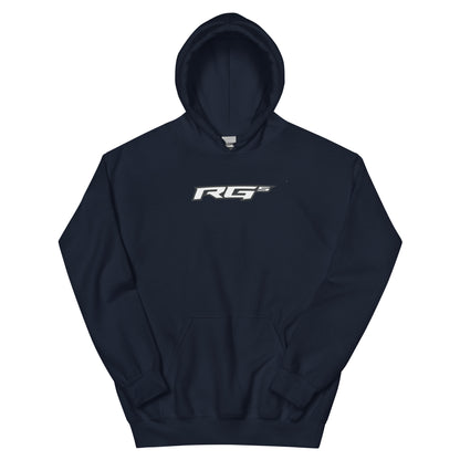 Navy hooded sweatshirt with front RG5 logo and kangaroo pocket