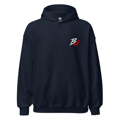 Navy unisex hoodie with small chest BG logo