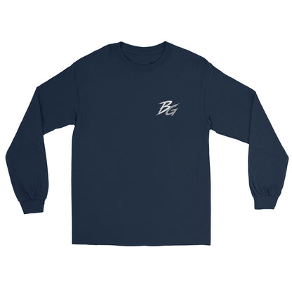 Navy unisex long-sleeve shirt with small chest BG logo