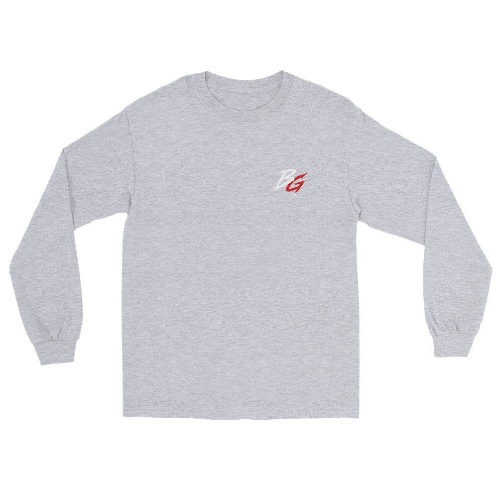 Unisex long-sleeve shirt in sport gray with small chest logo