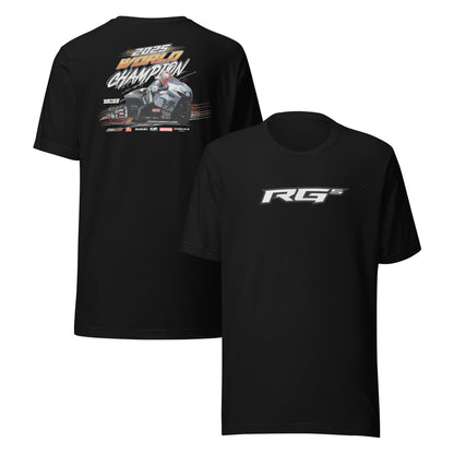 RG5 Championship T-shirt, black; back race graphic and front RG5 logo print.