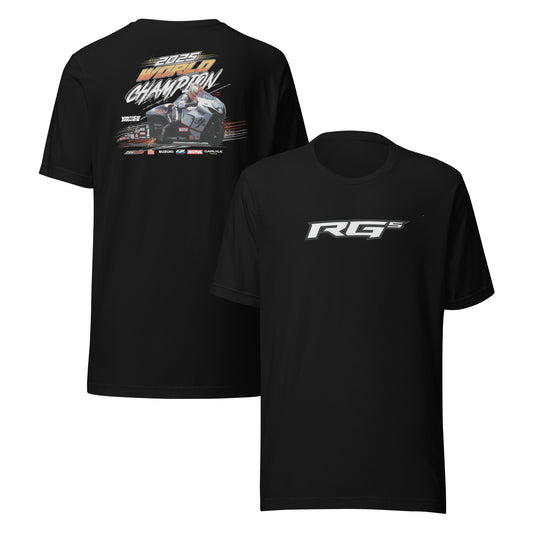 RG5 Championship T-shirt, black; back race graphic and front RG5 logo print.
