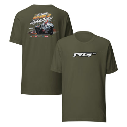 RG5 Championship T-shirt, military green; back race graphic and front RG5 logo print.