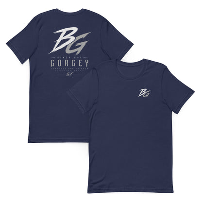 Navy short-sleeve T-shirt with BG logo front graphic print