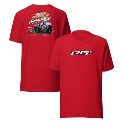 RG5 Championship T-shirt, red; back race graphic and front RG5 logo print.