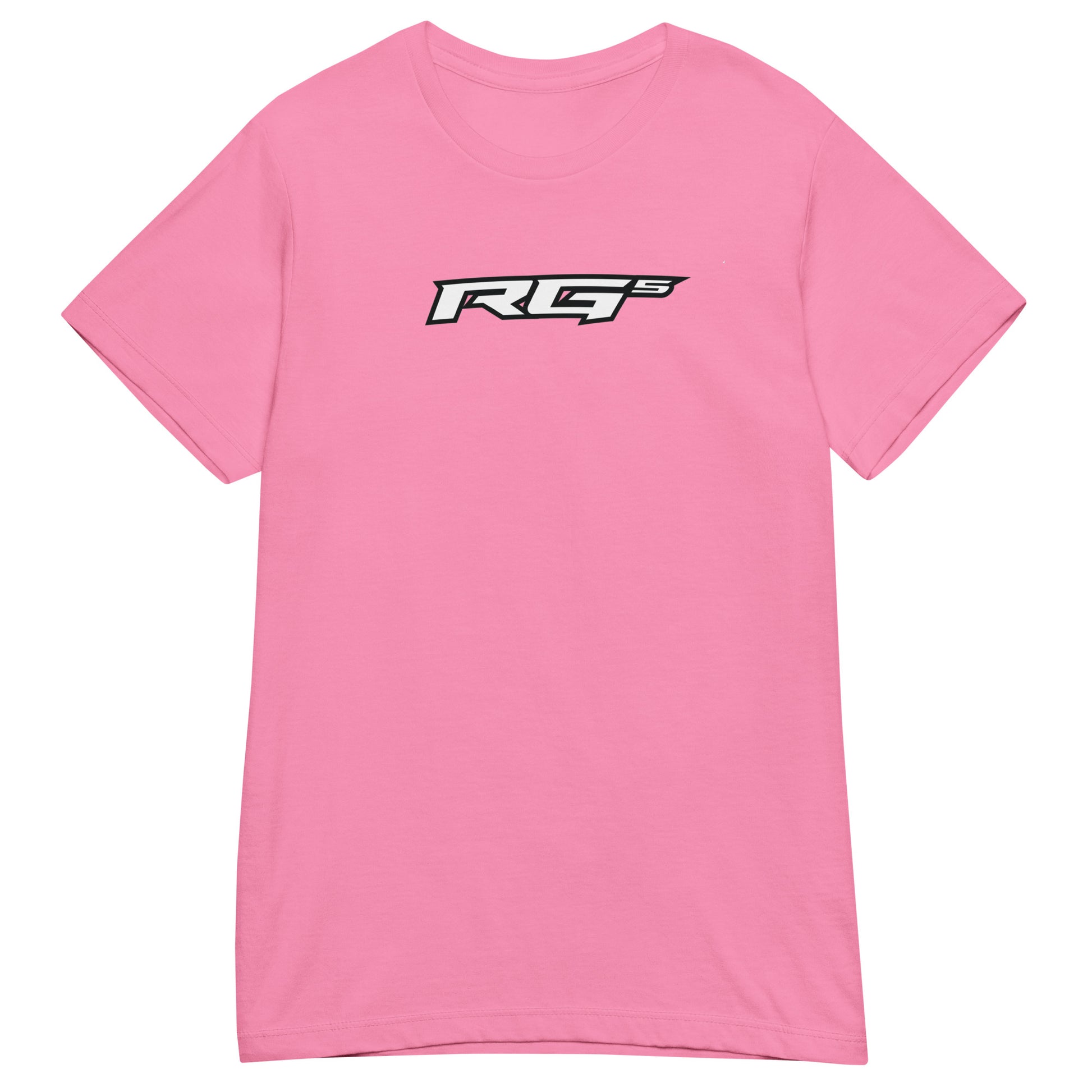 Women’s pink T-shirt with small RG5 logo on chest