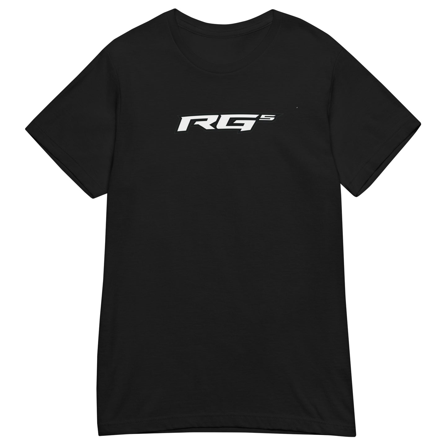 Women’s black T-shirt with small RG5 logo on chest