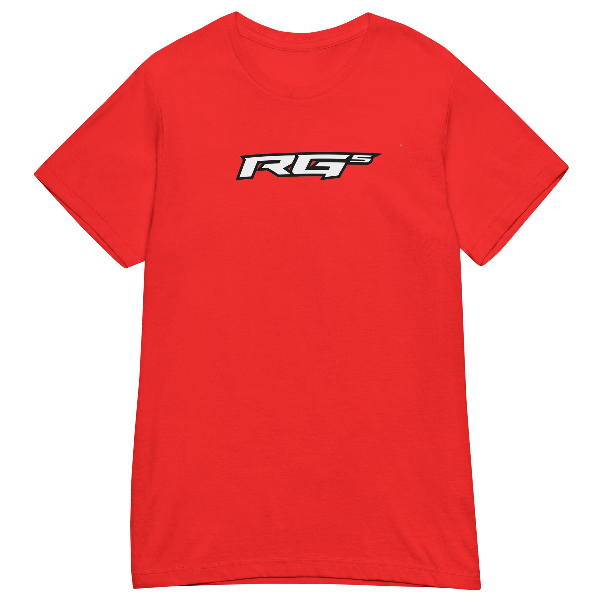 Women’s red T-shirt with small RG5 logo on chest