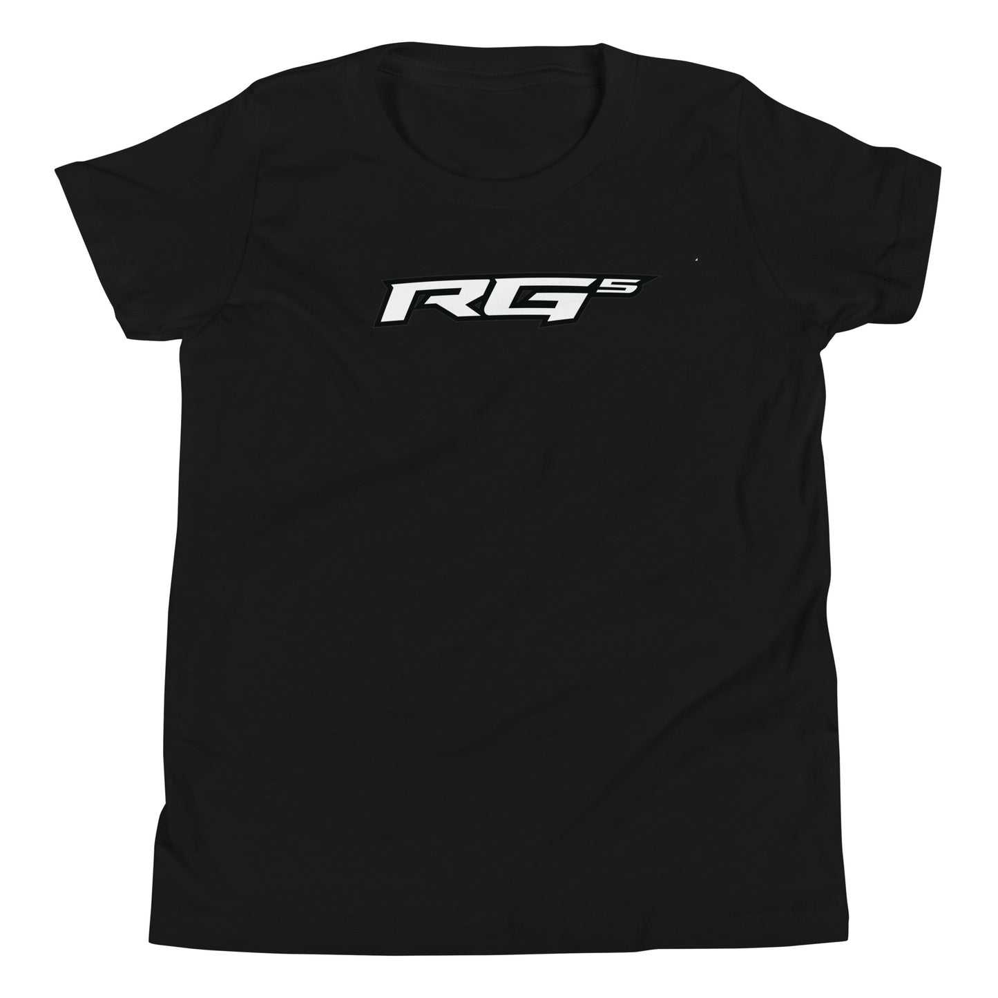 Black youth t-shirt with RG5 logo graphic on the chest
