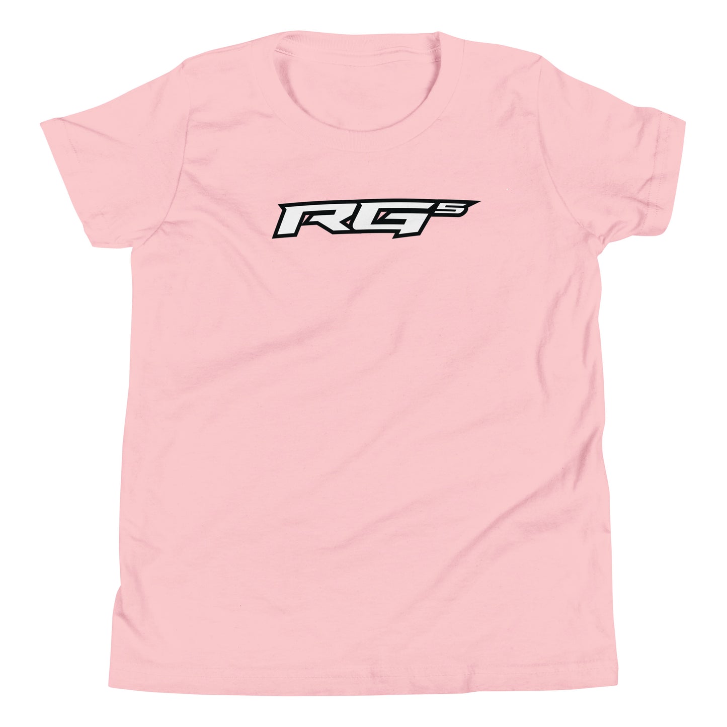 Pink youth t-shirt with RG5 logo graphic on the chest