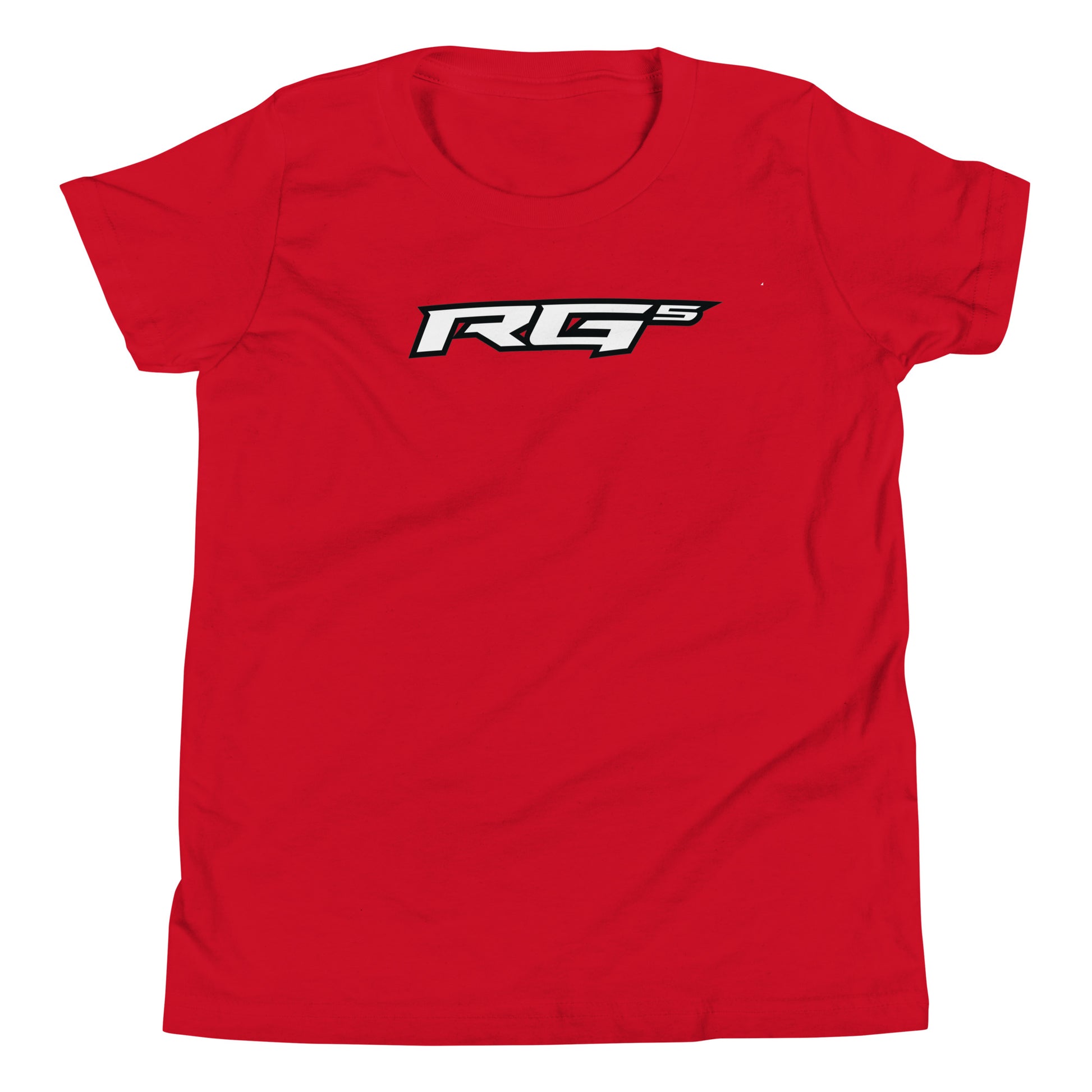 Red youth t-shirt with RG5 logo graphic on the chest