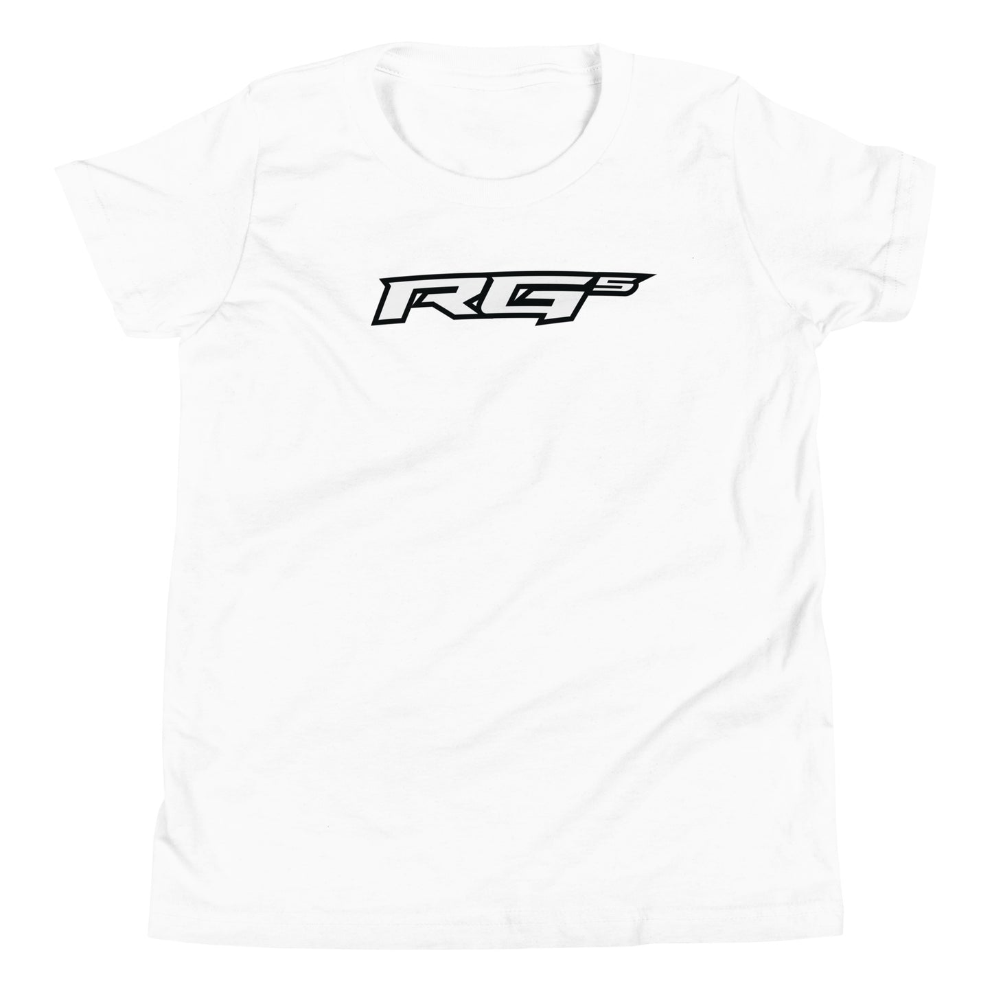 White youth t-shirt with RG5 logo graphic on the chest